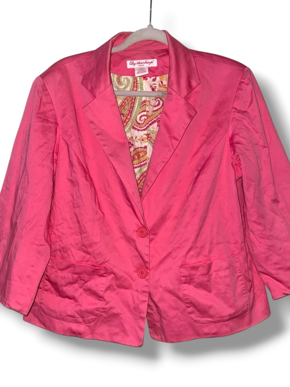 Lily Stanhope pink 3/4 sleeve buttoned blazer
